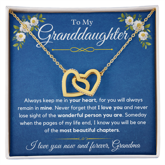 Granddaughter, keep me in your heart - Interlocking Hearts Necklace, hgs028.2