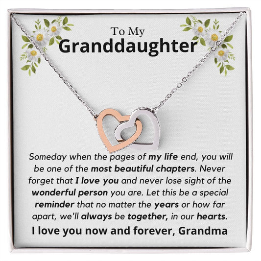 Granddaughter, someday when the pages of my life - Interlocking Hearts Necklace, hgs028.4.1