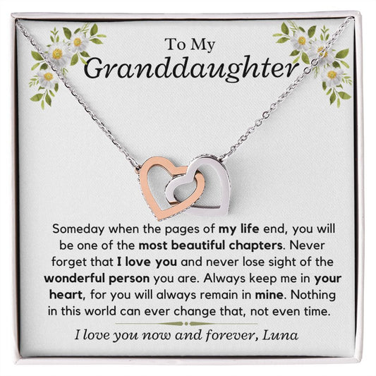 Granddaughter, keep me in your heart, from LUNA - Interlocking Hearts Necklace, hgs028.4.2
