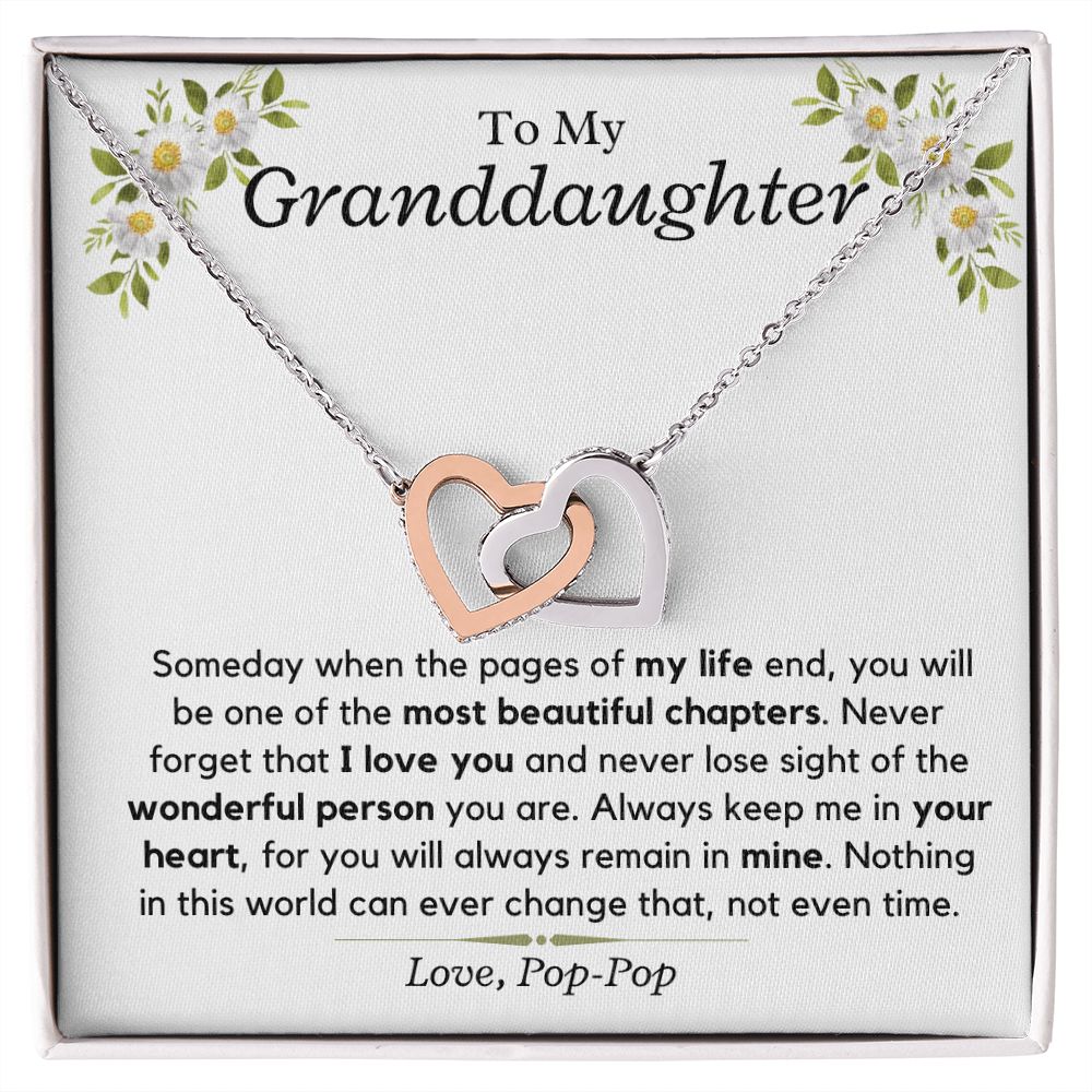Granddaughter, keep me in your heart, Love Pop-Pop - Interlocking Hearts Necklace | Christmas Gift for Granddaughter | Birthday, Graduation Present