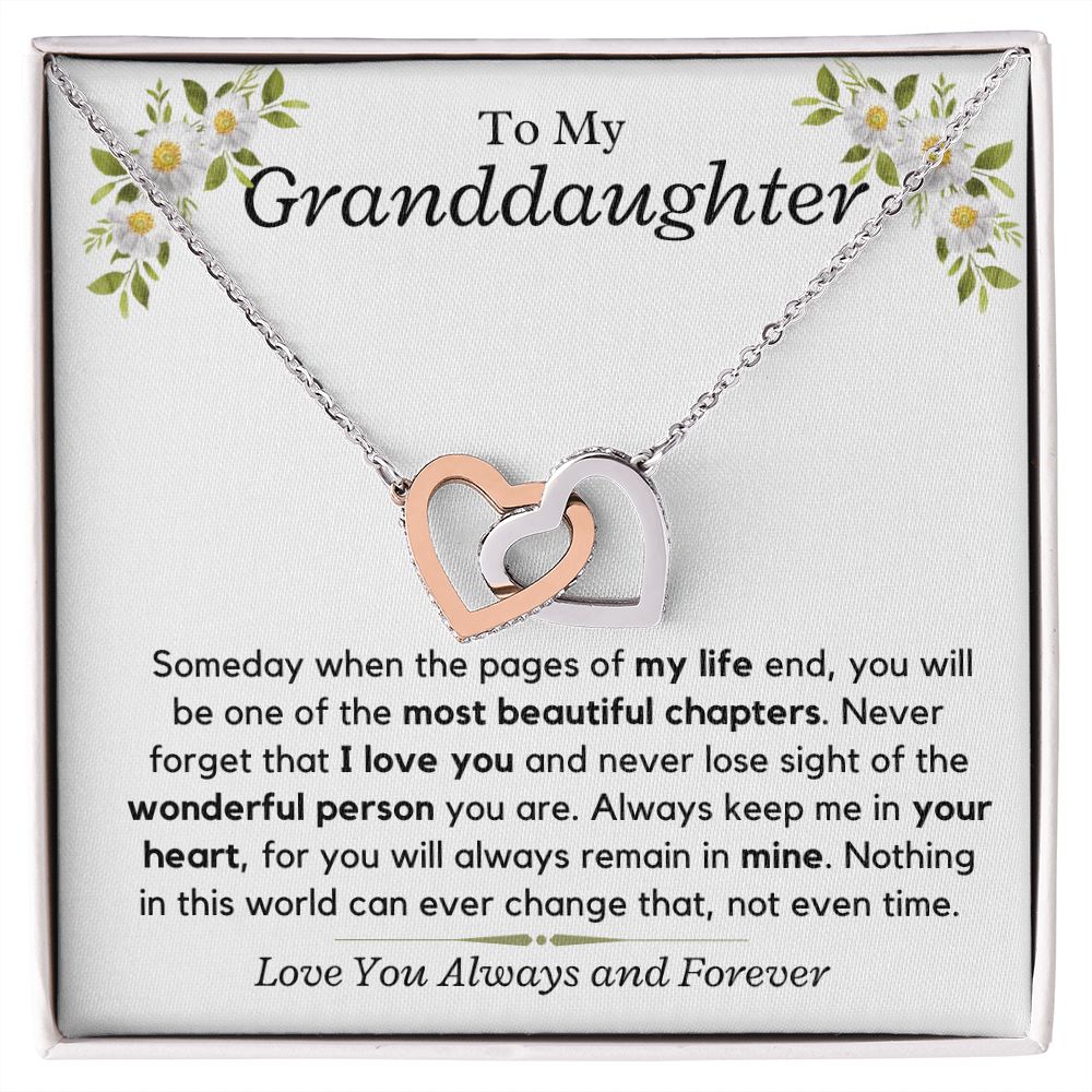 Granddaughter, someday when the pages of my life - Interlocking Hearts Necklace, hgs028.8