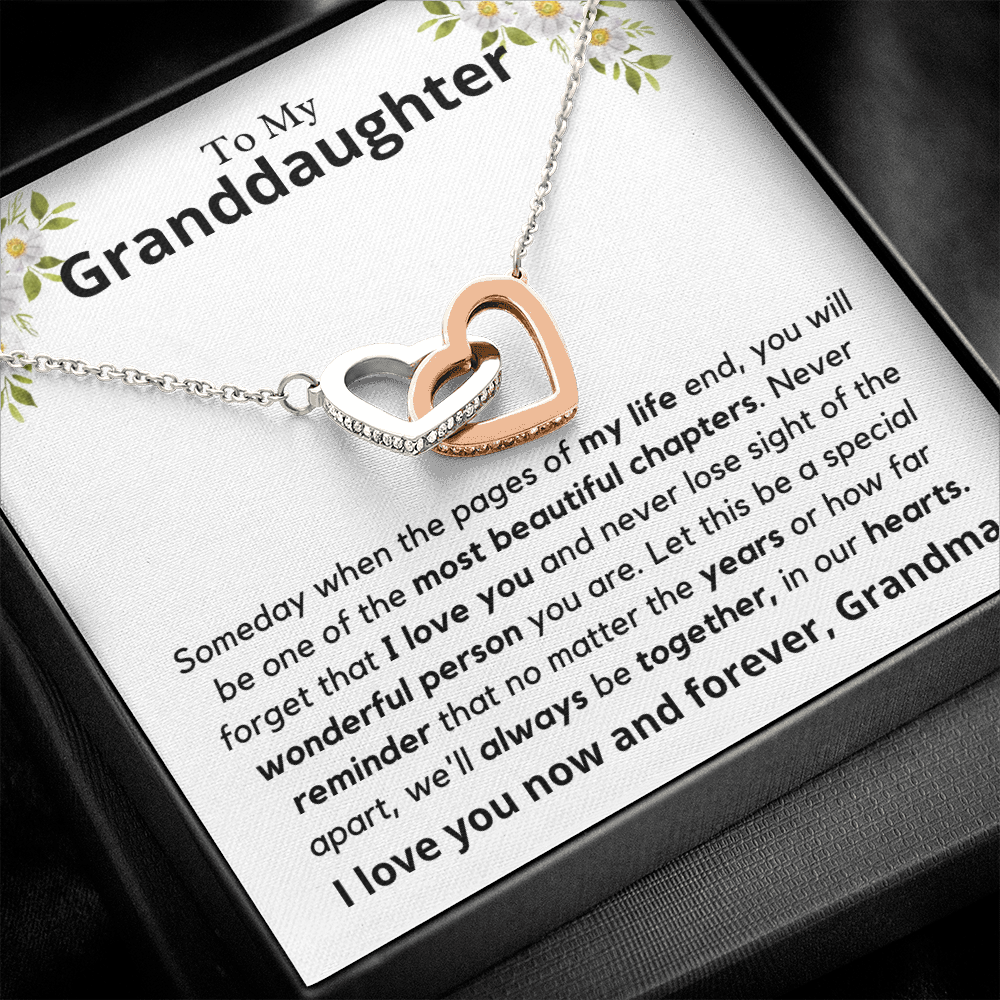 Granddaughter, someday when the pages of my life - Interlocking Hearts Necklace, hgs028.4.1
