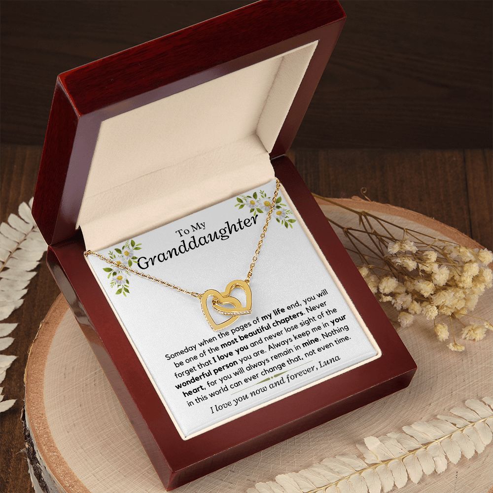 Granddaughter, keep me in your heart, from LUNA - Interlocking Hearts Necklace, hgs028.4.2