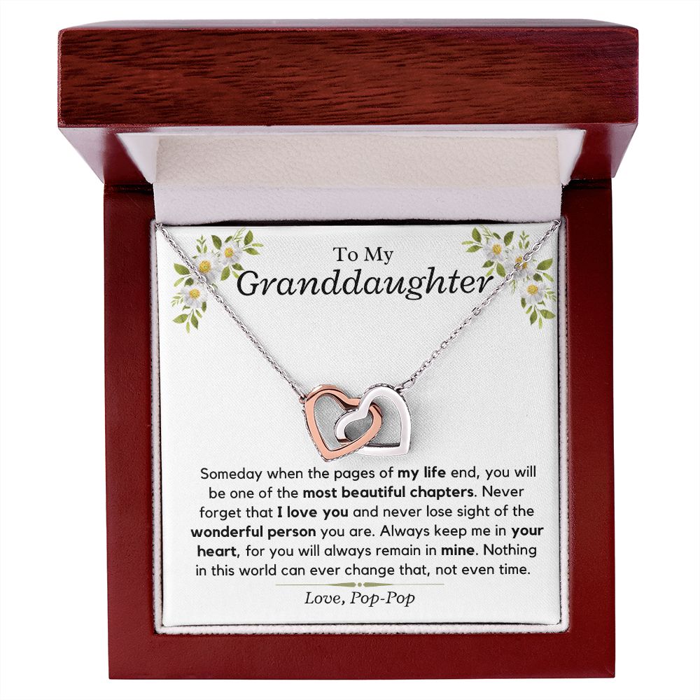 Granddaughter, keep me in your heart, Love Pop-Pop - Interlocking Hearts Necklace | Christmas Gift for Granddaughter | Birthday, Graduation Present