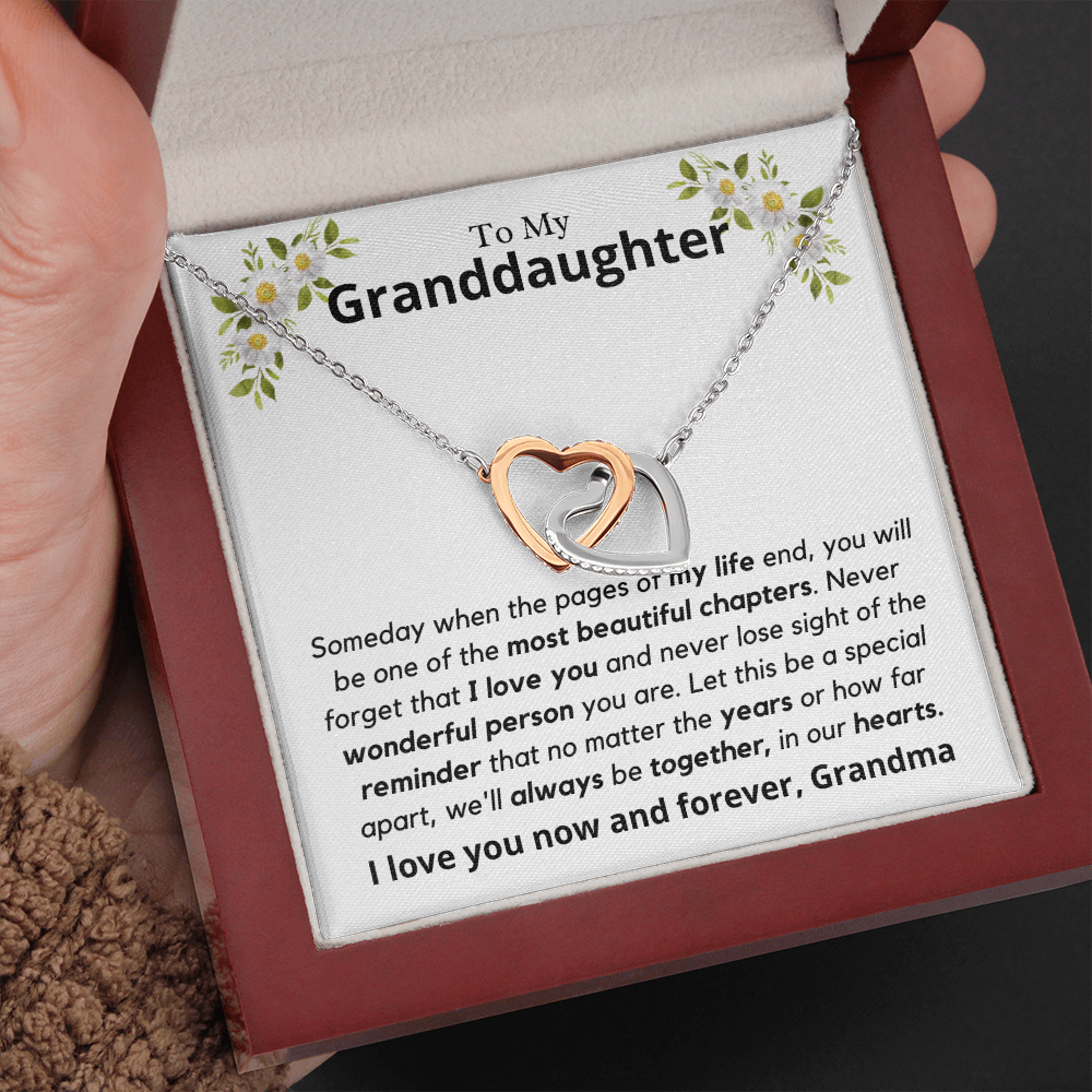 Granddaughter, someday when the pages of my life - Interlocking Hearts Necklace, hgs028.4.1