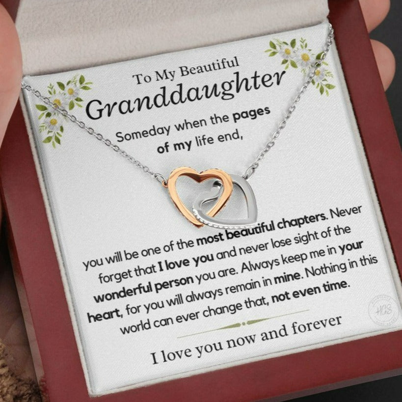 Granddaughter, keep me in your heart - Interlocking Hearts Necklace, hgs028.41