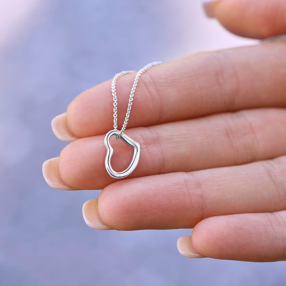 Granddaughter, someday when the pages of my life - Delicate Heart White Gold Necklace, hgs028.6