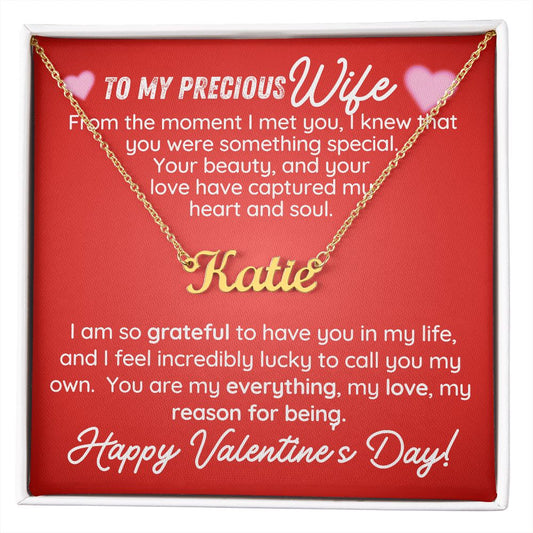 To My Precious Wife, Valentine Gift - Custom Name Necklace