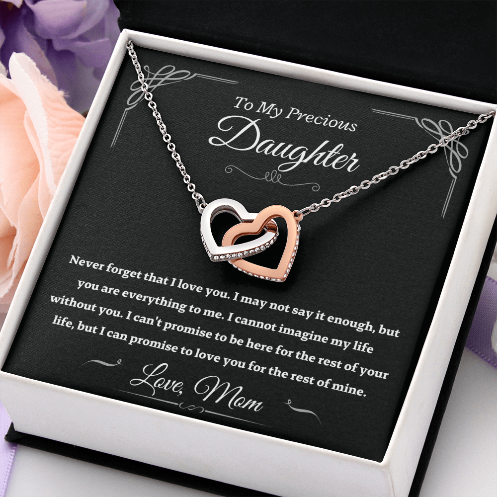 Precious Daughter from Mom, never forget - Interlocking Hearts Necklace, hgs024.1