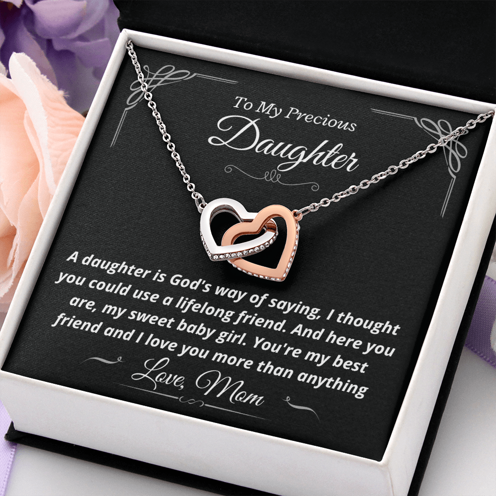 Precious Daughter, from Mom, God's way - Interlocking Hearts Necklace, hgs022.1