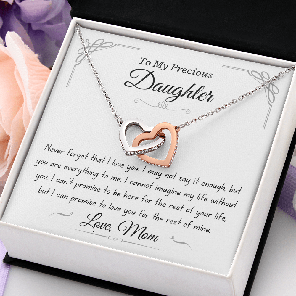 Precious Daughter, from Mom, never forget - Interlocking Hearts Necklace, hgs023.1