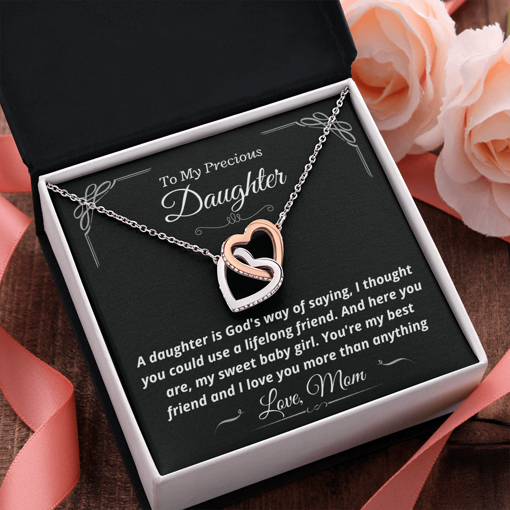Precious Daughter, from Mom, God's way - Interlocking Hearts Necklace, hgs022.1