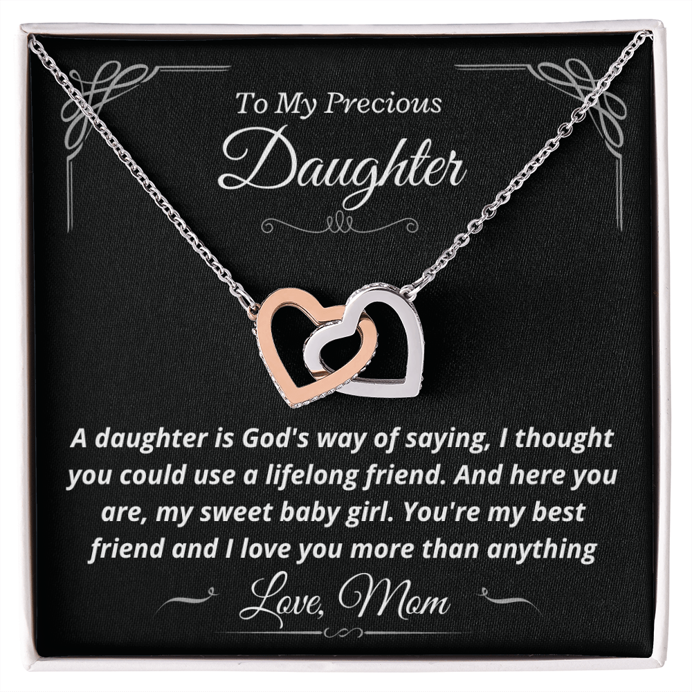 Precious Daughter, from Mom, God's way - Interlocking Hearts Necklace, hgs022.1