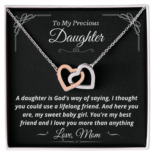 Precious Daughter, from Mom, God's way - Interlocking Hearts Necklace, hgs022.1