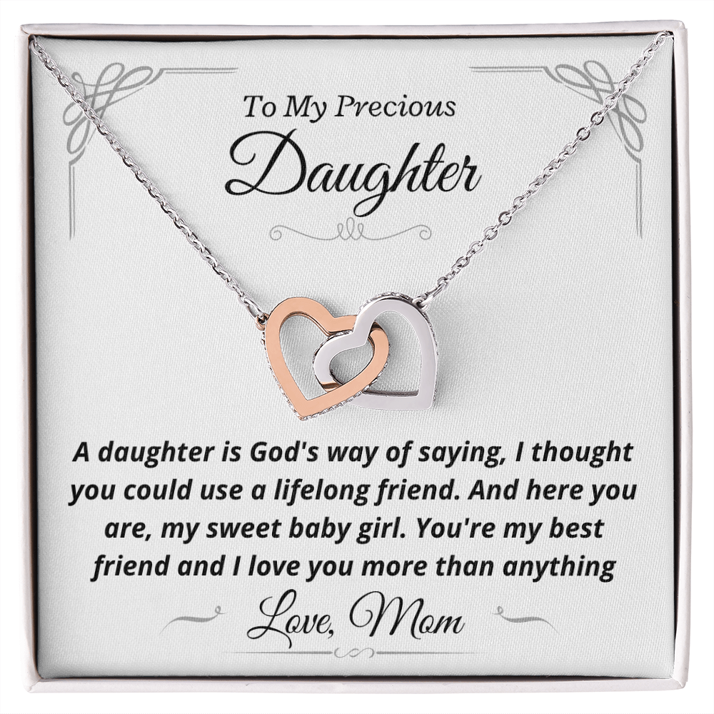 Precious Daughter, from Mom, God's way - Interlocking Hearts Necklace, hgs022