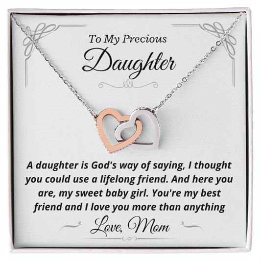 Precious Daughter, from Mom, God's way - Interlocking Hearts Necklace, hgs022