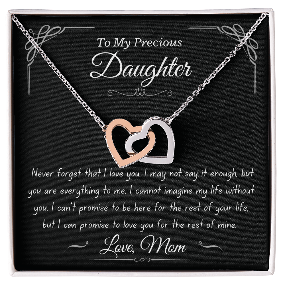 Precious Daughter, from Mom, never forget - Interlocking Hearts Necklace, hgs023