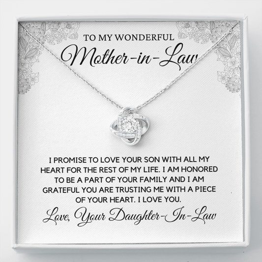 To Mother-in-Law from Daughter - Love Knot Necklace, wht