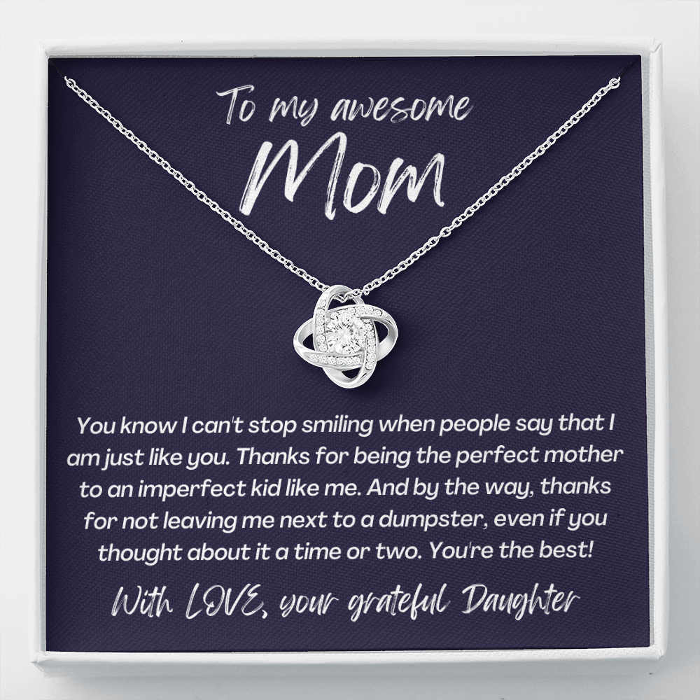 Awesome Mom from grateful DAUGHTER - Love Knot Necklace, blk