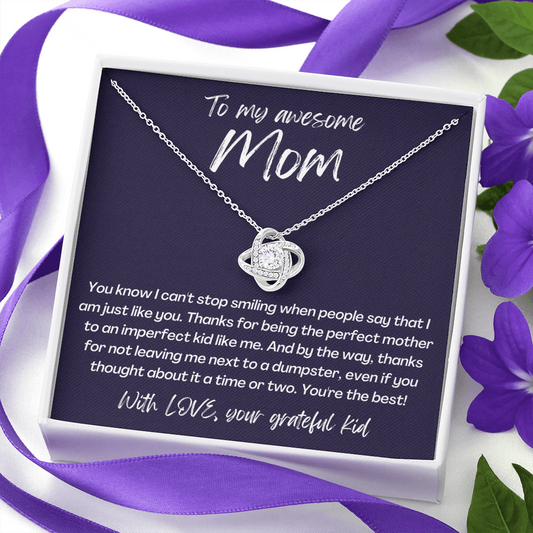 Awesome Mom from grateful KID - Love Knot Necklace, blk