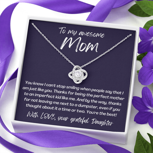 Awesome Mom from grateful DAUGHTER - Love Knot Necklace, blk
