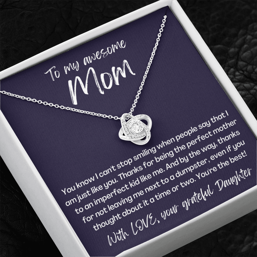 Awesome Mom from grateful DAUGHTER - Love Knot Necklace, blk