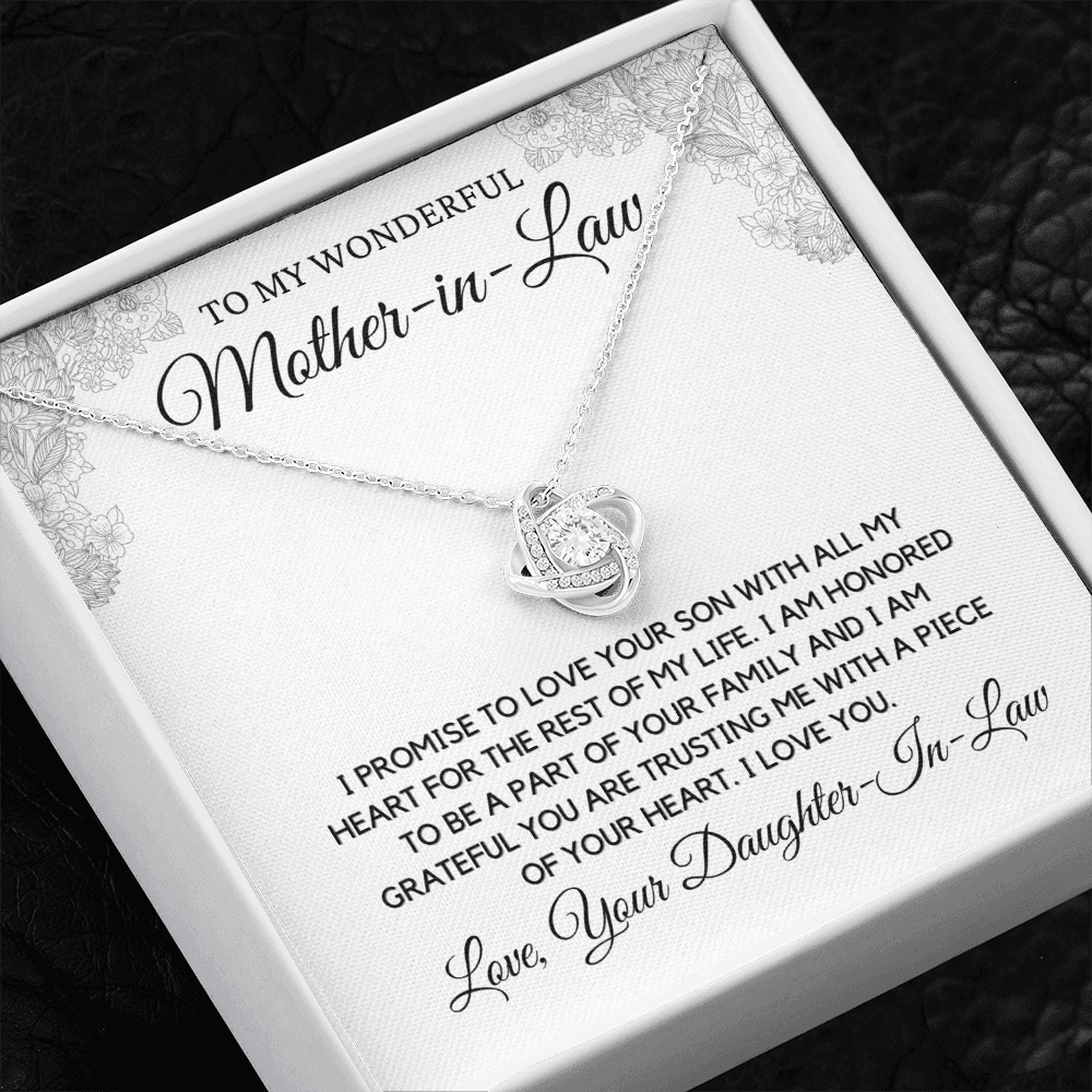 To Mother-in-Law from Daughter - Love Knot Necklace, wht
