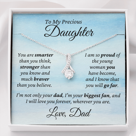 Precious Daughter, from Dad - Alluring Beauty Necklace | Graduation | Engagement | Moving Out | New Home | Birthday Gift for Daughter, hgs009