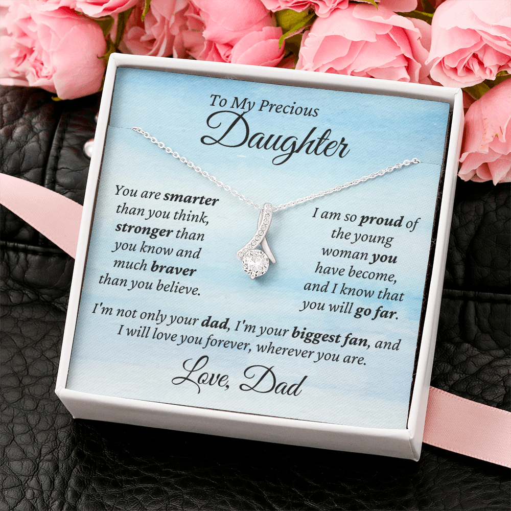 Precious Daughter, from Dad - Alluring Beauty Necklace | Graduation | Engagement | Moving Out | New Home | Birthday Gift for Daughter, hgs009