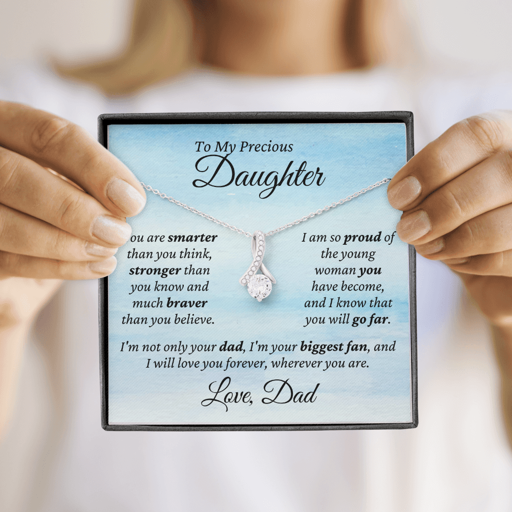 Precious Daughter, from Dad - Alluring Beauty Necklace | Graduation | Engagement | Moving Out | New Home | Birthday Gift for Daughter, hgs009