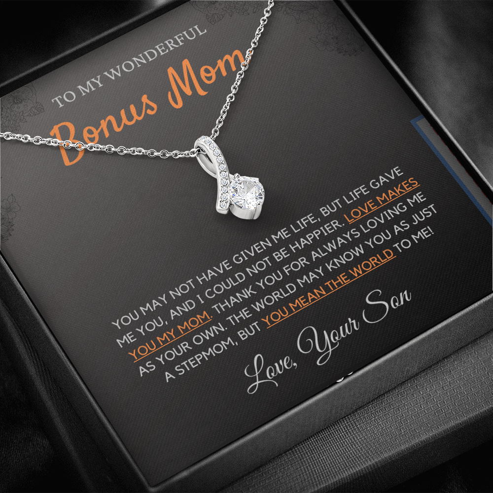 Wonderful Bonus Mom from Son - Alluring Beauty Necklace, blk, org