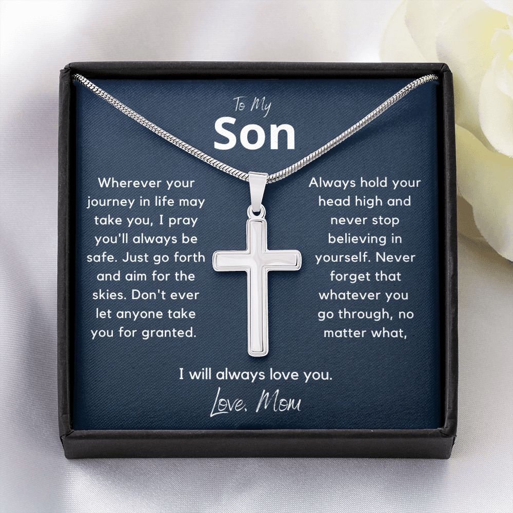 My Son from Mom, I pray you are safe - Stainless Steel Cross Necklace