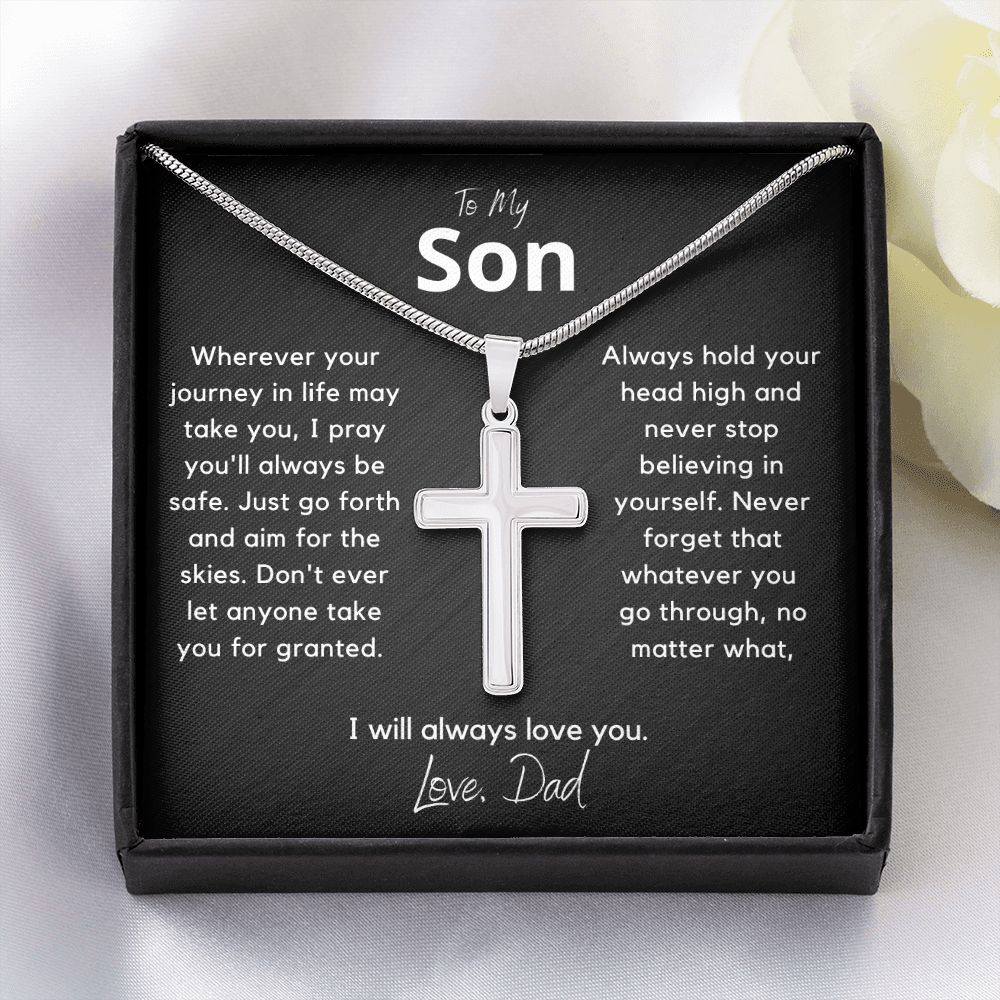 My Son from Dad, I pray you are safe - Stainless Steel Cross Necklace