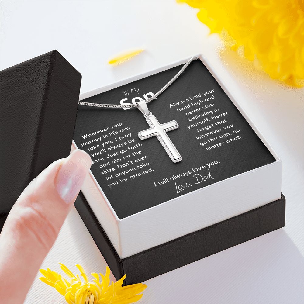 My Son from Dad, I pray you are safe - Stainless Steel Cross Necklace
