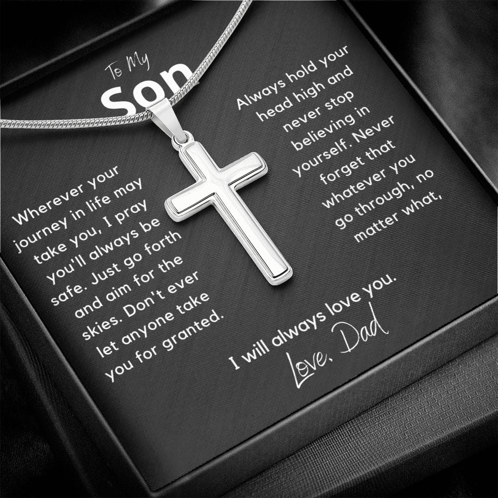 My Son from Dad, I pray you are safe - Stainless Steel Cross Necklace
