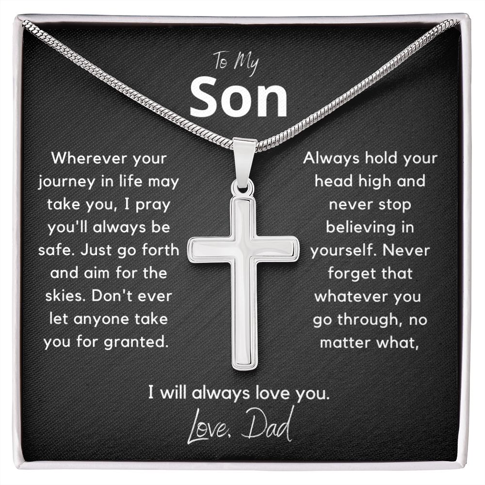 My Son from Dad, I pray you are safe - Stainless Steel Cross Necklace