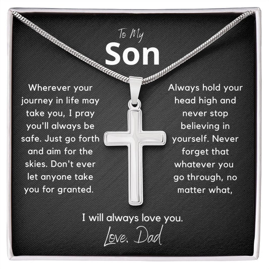 My Son from Dad, I pray you are safe - Stainless Steel Cross Necklace
