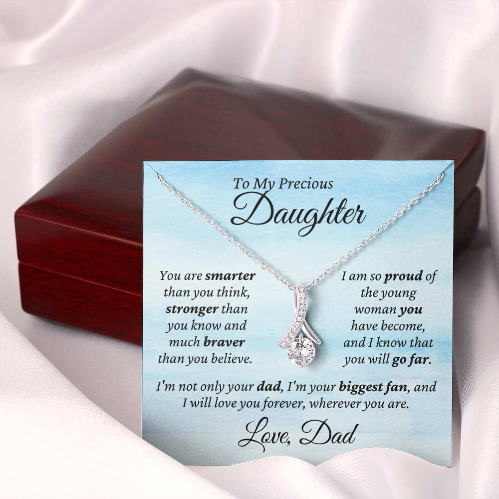 Precious Daughter, from Dad - Alluring Beauty Necklace | Graduation | Engagement | Moving Out | New Home | Birthday Gift for Daughter, hgs009