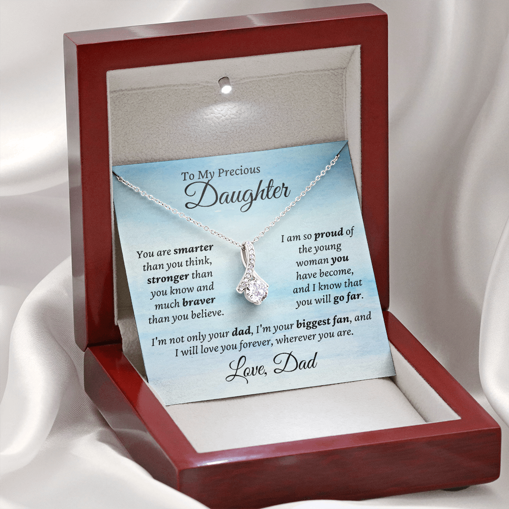 Precious Daughter, from Dad - Alluring Beauty Necklace | Graduation | Engagement | Moving Out | New Home | Birthday Gift for Daughter, hgs009