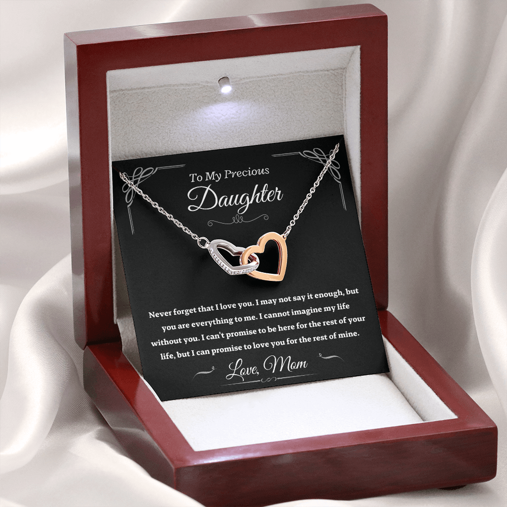 Precious Daughter from Mom, never forget - Interlocking Hearts Necklace, hgs024.1