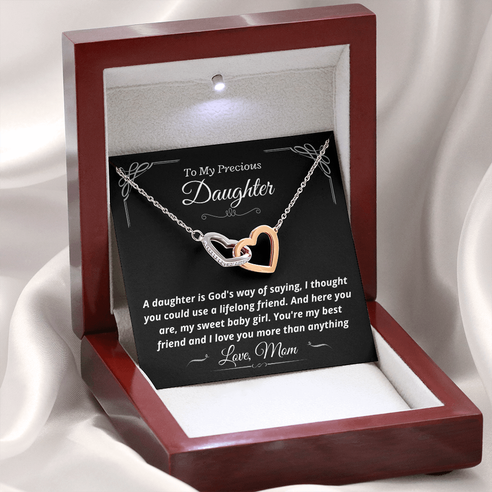 Precious Daughter, from Mom, God's way - Interlocking Hearts Necklace, hgs022.1