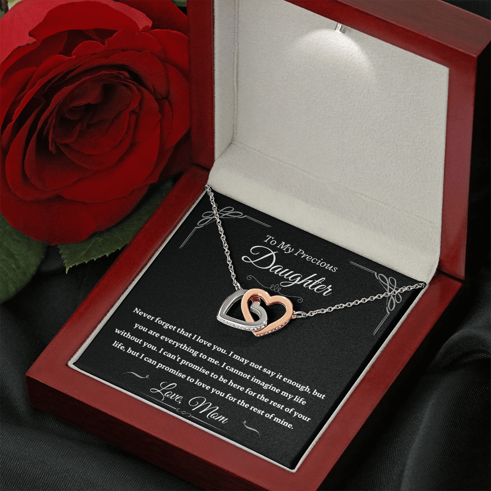 Precious Daughter from Mom, never forget - Interlocking Hearts Necklace, hgs024.1