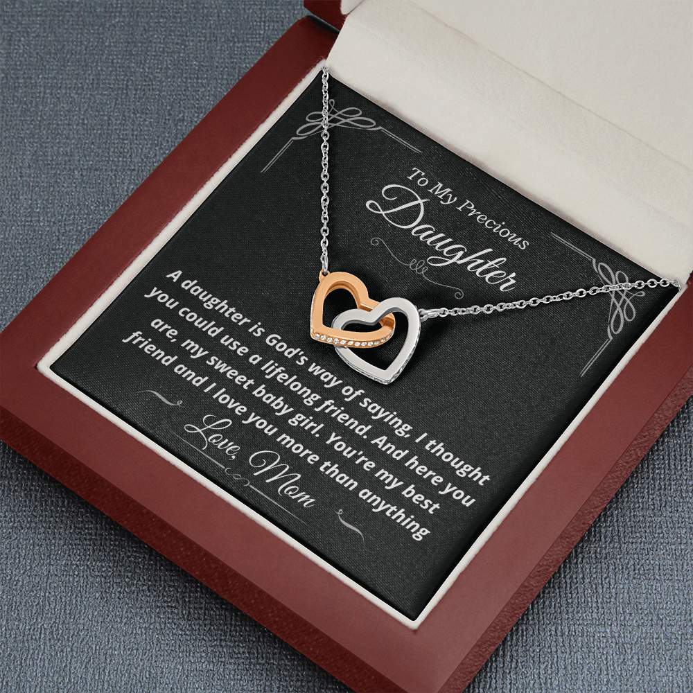 Precious Daughter, from Mom, God's way - Interlocking Hearts Necklace, hgs022.1