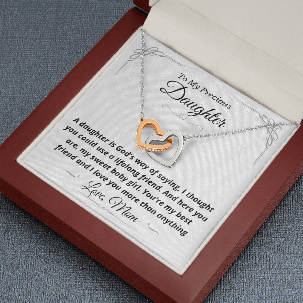 Precious Daughter, from Mom, God's way - Interlocking Hearts Necklace, hgs022