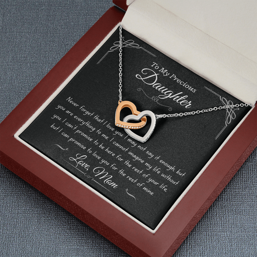 Precious Daughter, from Mom, never forget - Interlocking Hearts Necklace, hgs023
