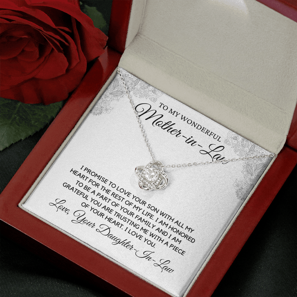 To Mother-in-Law from Daughter - Love Knot Necklace, wht