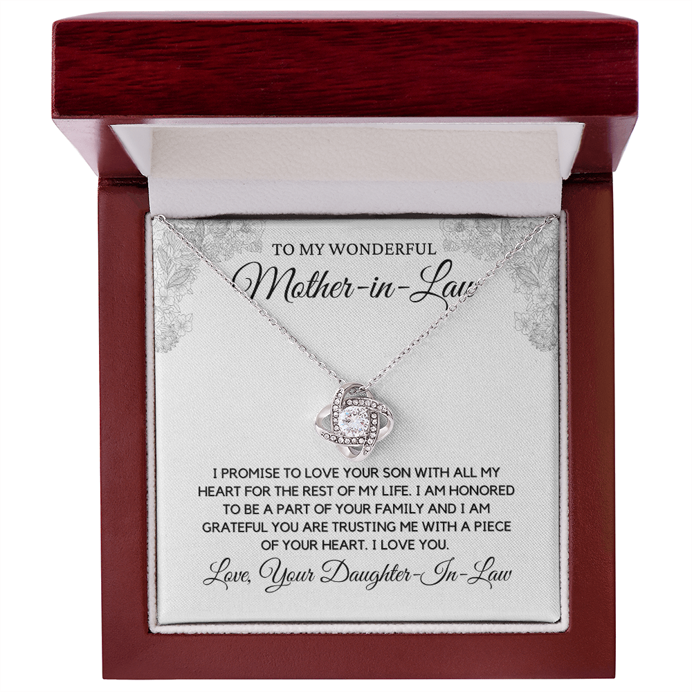 To Mother-in-Law from Daughter - Love Knot Necklace, wht
