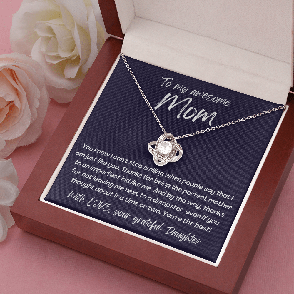 Awesome Mom from grateful DAUGHTER - Love Knot Necklace, blk
