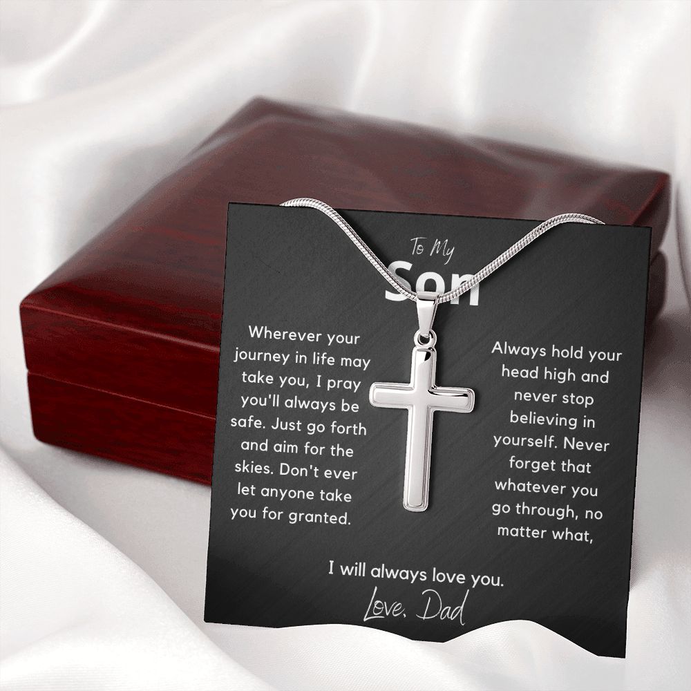 My Son from Dad, I pray you are safe - Stainless Steel Cross Necklace