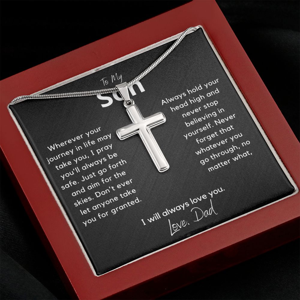 My Son from Dad, I pray you are safe - Stainless Steel Cross Necklace